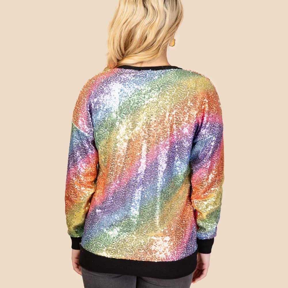 Vibrant Rainbow Sequin Sweater NWT - Picture 3 of 3